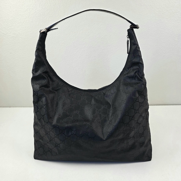 Gucci Monogram Nylon Oversized Hobo Travel Black Women's Rare Vintage - Picture 5 of 16